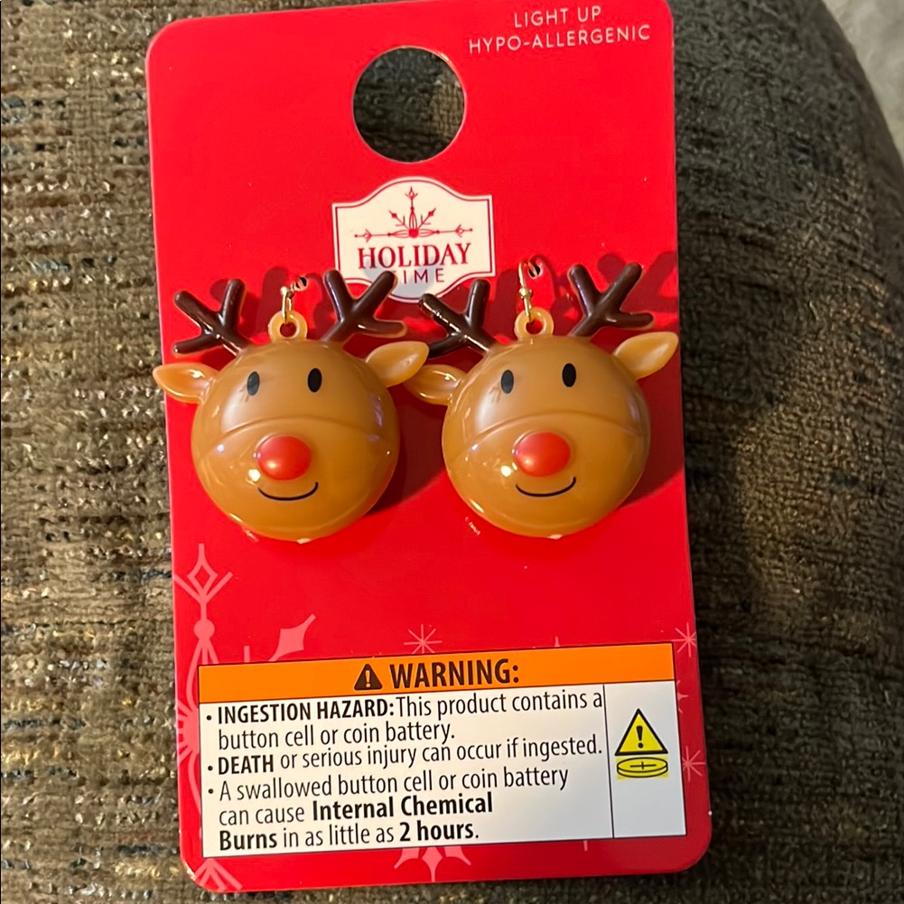 Holiday Time Brown And Red Reindeer Earrings